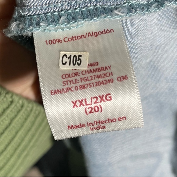 Faded Glory Denim Cotton Off the Shoulder Stretch Ruffle Flowy Top Plus Size XXL - Picture 5 of 6